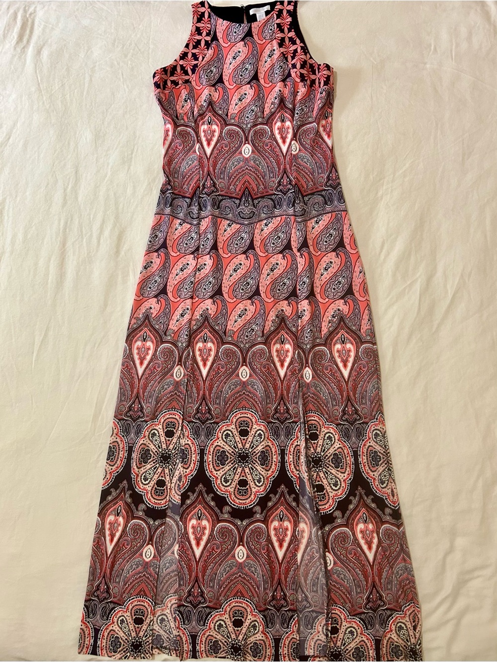 London Times Paisley Double Slit Maxi Dress Sz 8 - Picture 9 of 9